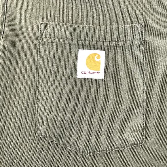 CARHARTT Polo Shirt Men L Olive Gren Original Fit Pocket Comfy Workwear Outdoor - Picture 5 of 9